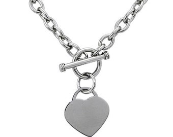 silver heart tag necklace