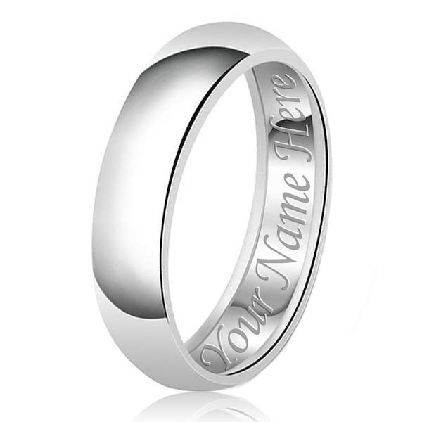 7mm Silver Band | Free Custom Personalized Engraving 925 Sterling Silver Classic Plain Couple Engagement Wedding Anniversary Promise Ring