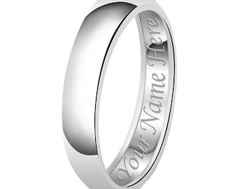 5mm Stahlband | Free Custom personalisierte Gravur 316L Edelstahl Classic Plain Paar Verlobung Hochzeit Jahrestag Versprechen Ring