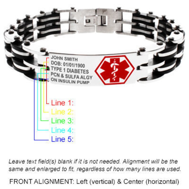Medical Alert Bracelet Free Custom Personalized Engraving Etsy
