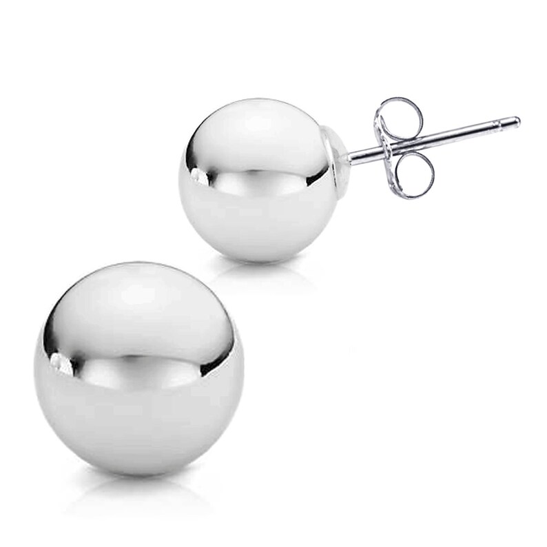14K Gold Ball Earrings Solid White Gold Minimalist Classic Etsy