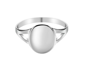 Ovaler Flachtop Ring | Personalisierte Gravur 316L Edelstahl minimalistisch Klassisch Statement zierlich Signet Class Band