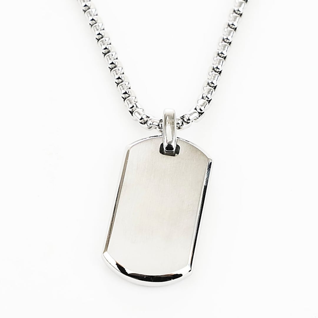 Free Engraving - Stainless Steel Dog Tag with 24 Bead Chain