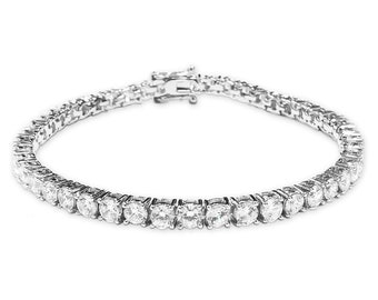 CZ Tennis Bracelet | Brass Classic Minimalist Bridal Eternity Round Cubic Zirconia Crystals Stones Gem Rhodium ~ Silver | Gold | Rose Gold