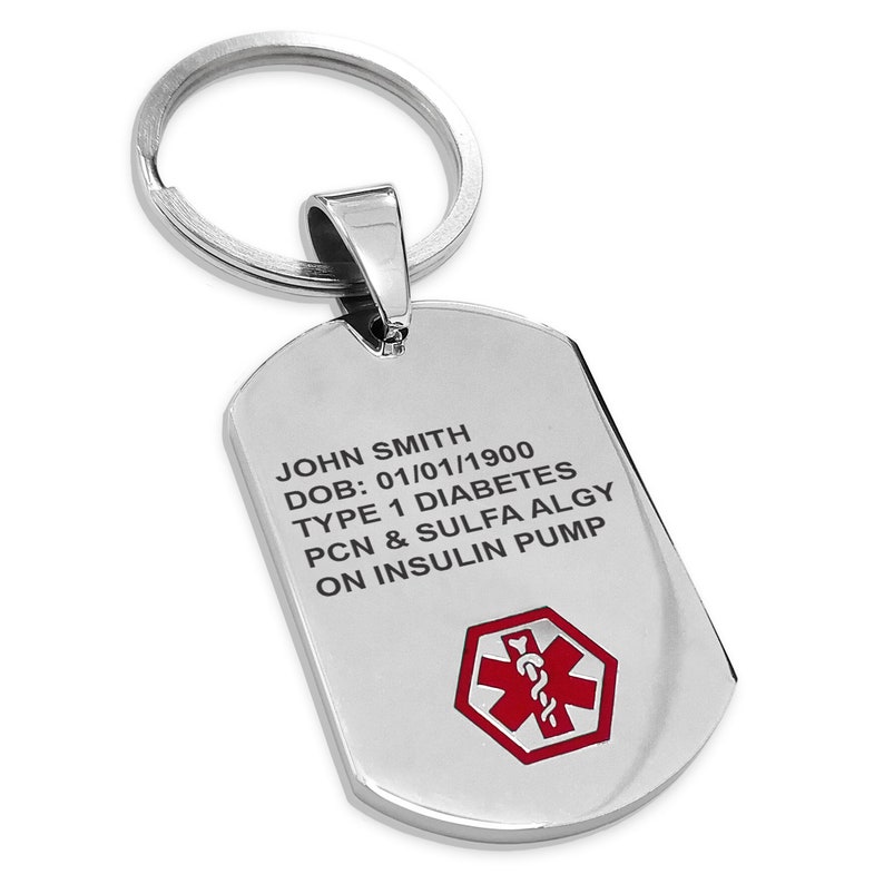 Medical Alert Dog Tag Free Custom Personalized Engraving Etsy