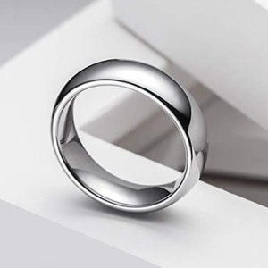 6mm Tungsten Band | Free Custom Personalized Engraving Tungsten Carbide Classic Plain Couple Engagement Wedding Anniversary Promise Ring
