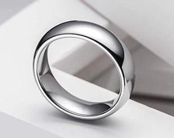 6mm Tungsten Band | Free Custom Personalized Engraving Tungsten Carbide Classic Plain Couple Engagement Wedding Anniversary Promise Ring