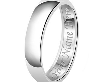 6mm Silberband | Kostenloser personalisierter Gravurring aus 925er-Sterlingsilber, klassisch, schlicht, für Paare, Verlobung, Hochzeit, Jahrestag