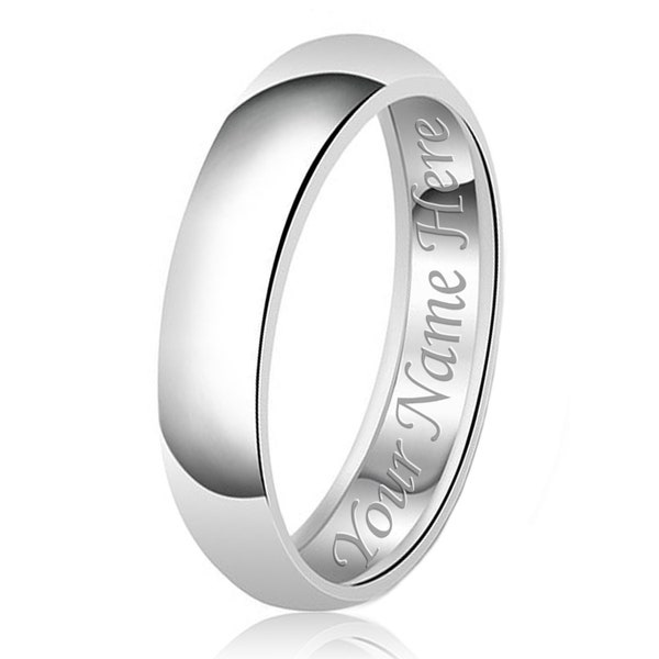 6mm Silber Band | Freie benutzerdefinierte personalisierte Gravur 925 Sterling Silber Classic Plain Paar Verlobung Hochzeit Jahrestag Versprechen Ring
