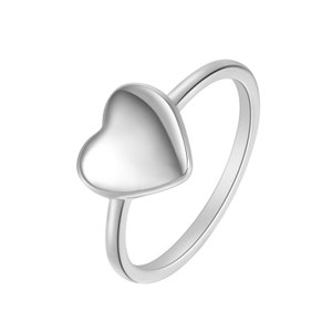 Heart Flat Top Ring | Free Custom Personalized Engraving 316L Stainless Steel Minimalist Classic Statement Stacking Dainty Signet Class Band