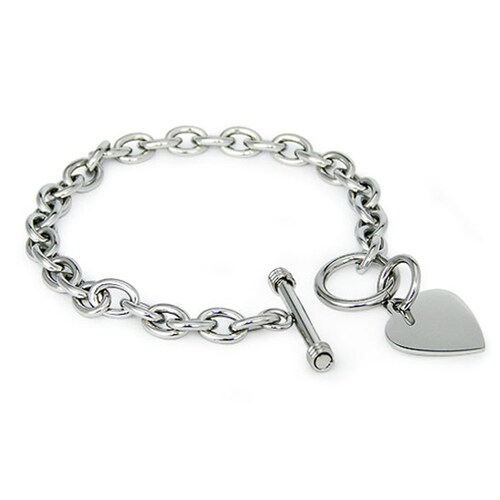 silver chain bracelet with heart charm