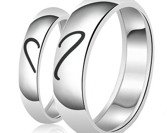 Son et ses couples sonnent | Gravure personnalisée gratuite 925 Sterling Silver Plain Couple Fiançailles Bague de promesse de mariage