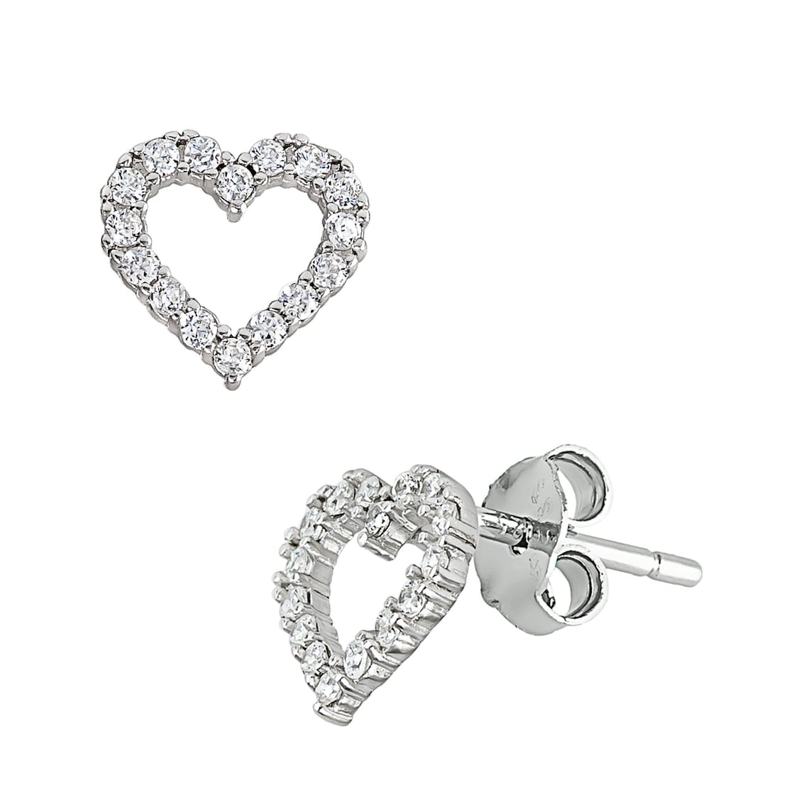 925 Serling Silver Zircon Heart Shape Earrings