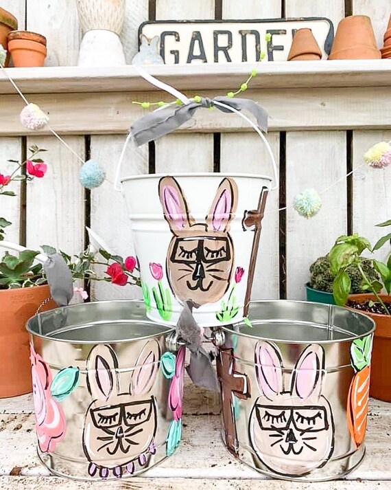 EASTER BUCKETS Painted Easter Bucket Custom Easter Bucket Etsy