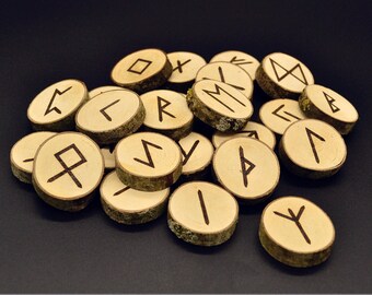 Set of wood burned Elder Futhark runes