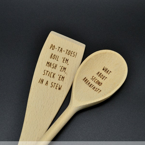 Lord of the Rings quotes wood burned spoon and spatula set