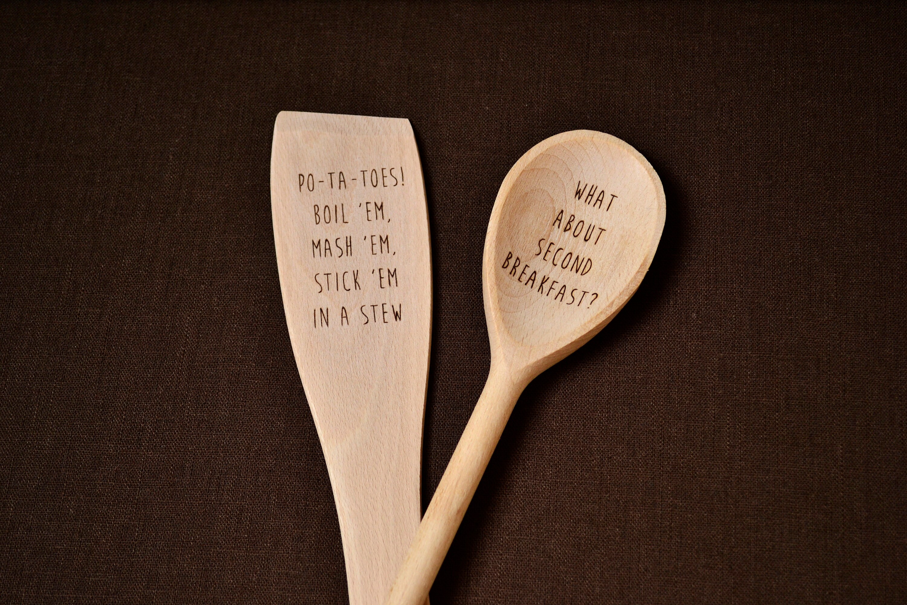 Lord of the Rings quotes wood burned spoon and spatula set Etsy