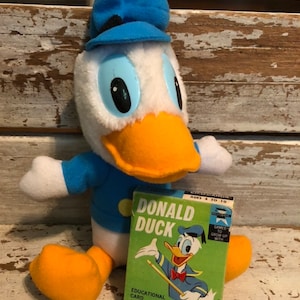 Pato Donald de pelúcia vintage da Disney + lote de cartões educativos