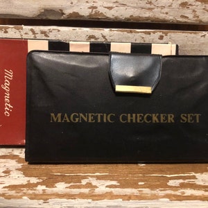 Vintage Magnet Checker Spiel Travel Set Made In Hong Kong nie benutzt
