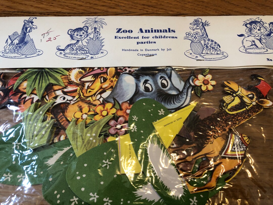 Vintage Zoo Animals Die Cuts Foldouts Made in Denmark by Jali