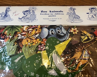 Vintage Zoo Animals Die Cuts Honeycomb Foldouts Made In Denmark By Jali
