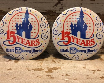 2 Vintage Walt Disney 15 Years Pinback Lot