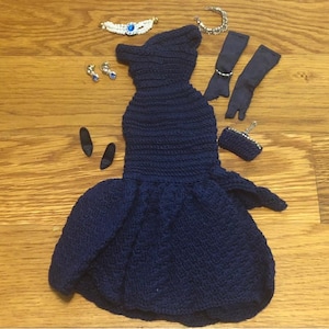 Vintage Princess Diana Crocheted White House/The Travolta Dress Completed Barbie