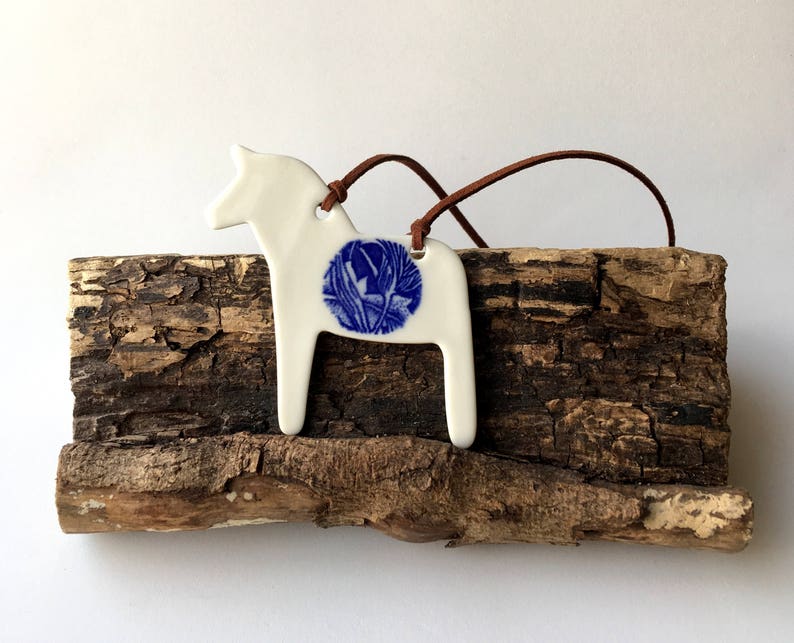 Scandi Christmas ceramic horse decoration Scandi tree decoration Handmade Christmas decoration porcelain horse dala horse horse decor