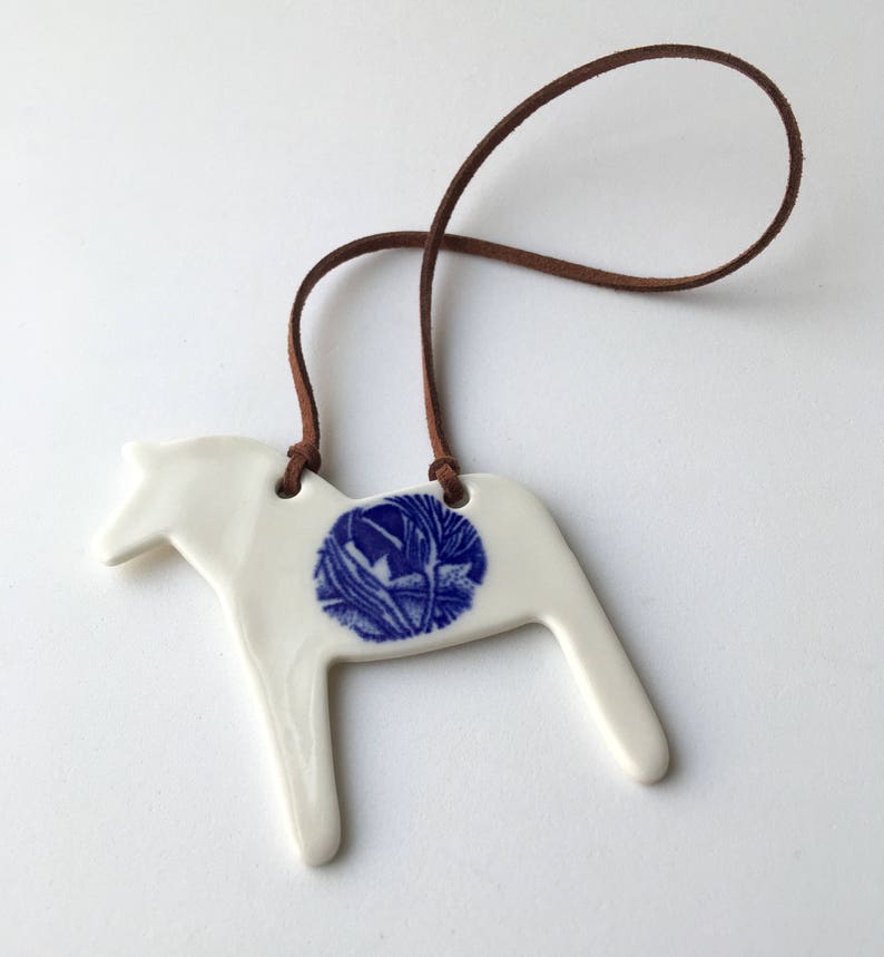 Scandi Christmas ceramic horse decoration Scandi tree decoration Handmade Christmas decoration porcelain horse dala horse horse decor