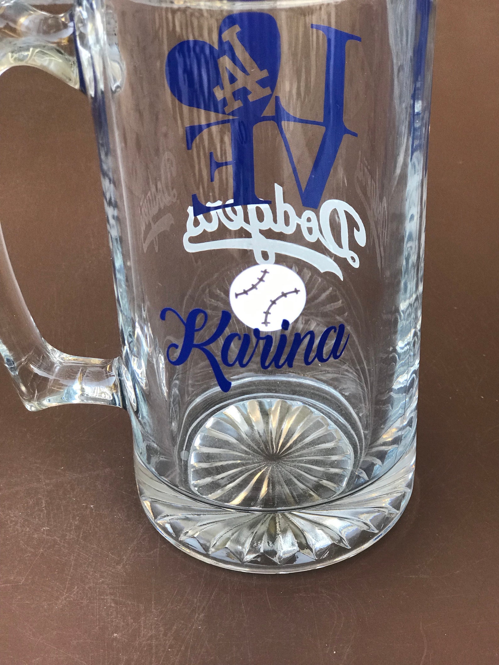 LOVE LA Dodgers Wine Glass Baseball Sports Glassware Dodgers Etsy
