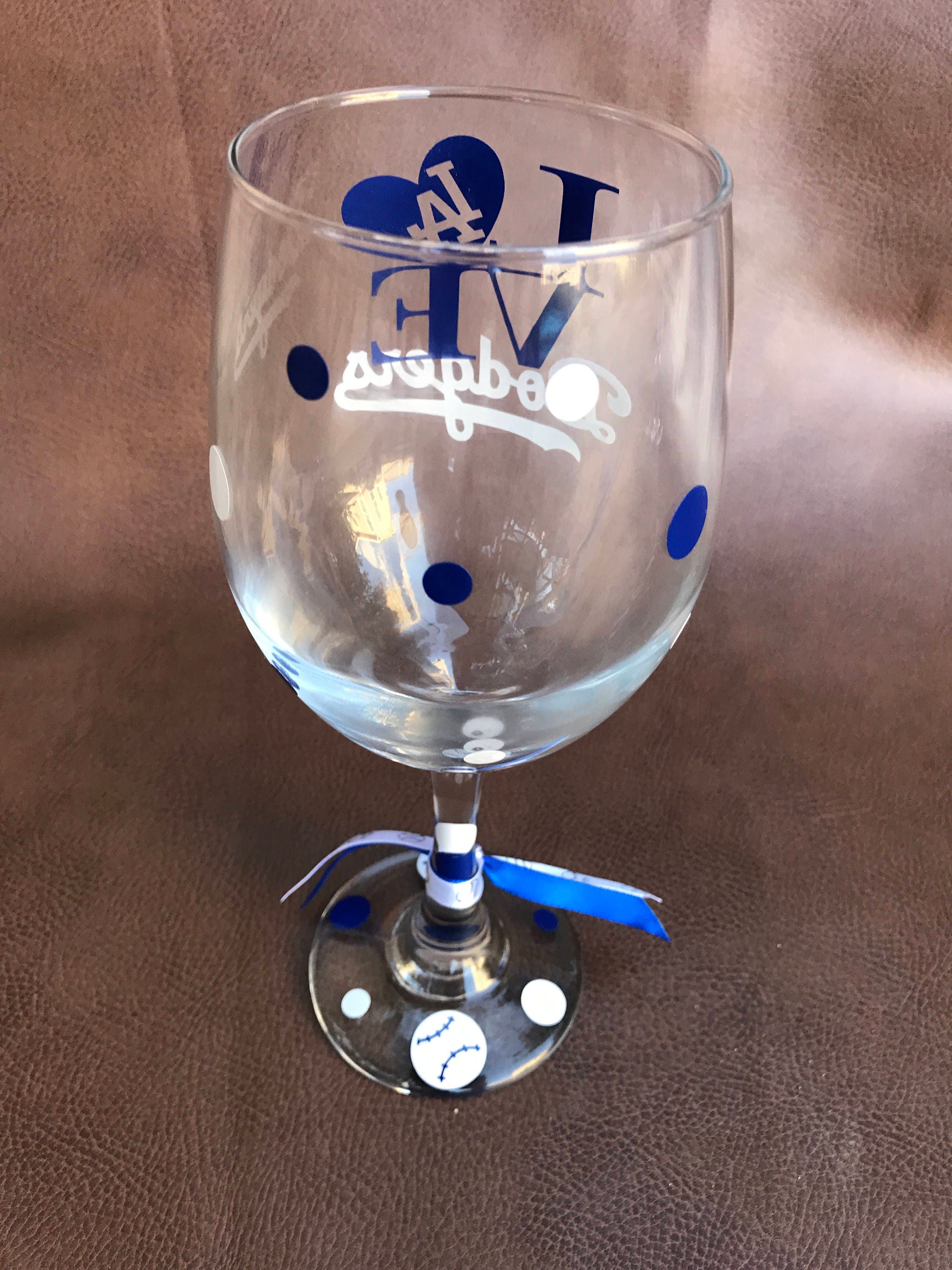 LOVE LA Dodgers Wine Glass Baseball Sports Glassware Dodgers Etsy