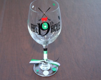 The "19th Hole" Golf Glassware, Wine, Beer, Martini, Sports Glassware, Golf Gifts, "19th Hole" Gifts