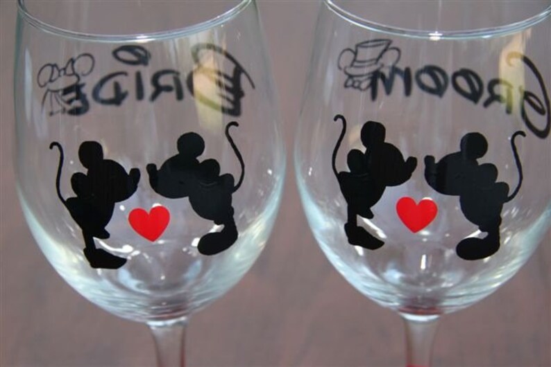 Disney Bride Wine Glass & Groom Pilsner Beer Glass Wedding Etsy