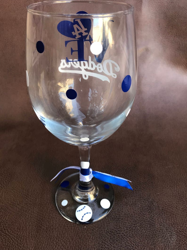LOVE LA Dodgers Wine Glass Baseball Sports Glassware Dodgers Etsy