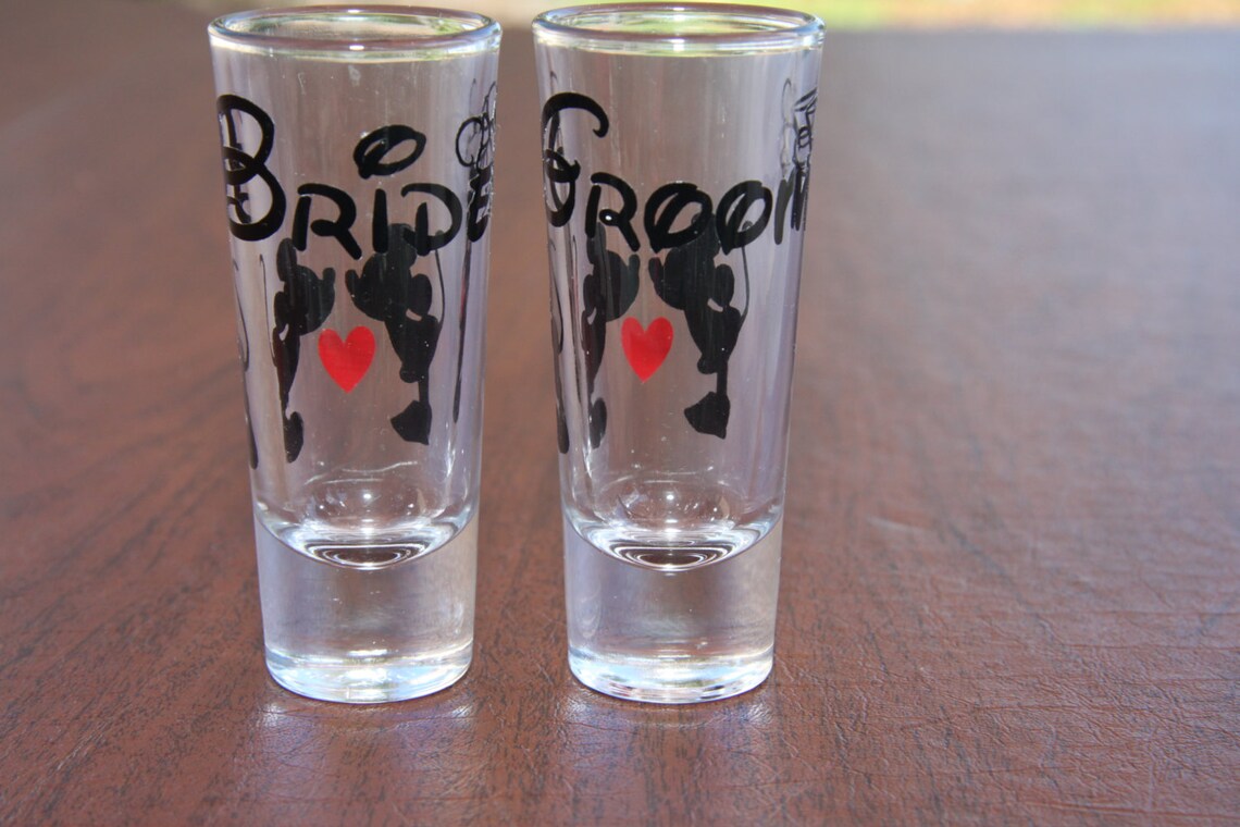 Disney Shot Glasses Bride & Groom One Lucky Mr./soon to Be Etsy