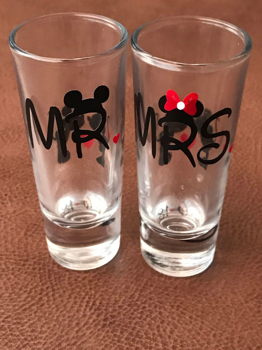 Disney Shot Glasses Bride & Groom, One Lucky Mr./soon to Be Mrs. OR MR