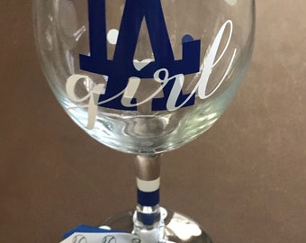 LA Girl Wine, or Guy Wine, Martini Glasses, LA Dodger Girl, Sports Glassware, LA Dodgers Gifts