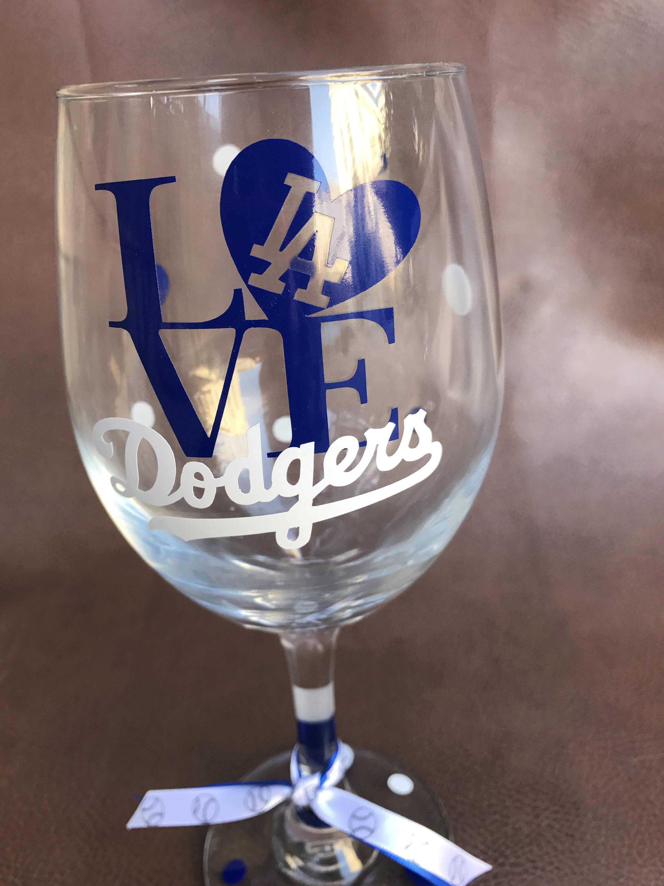 LOVE LA Dodgers Wine Glass Baseball Sports Glassware Dodgers Etsy