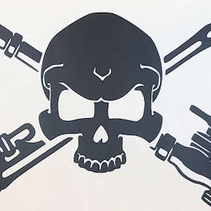 Plumber Skull Vinyl Decal: Car Truck Window Sticker