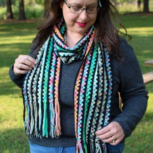 Rainbow Harmony Crochet Scarf Pattern - PDF Download