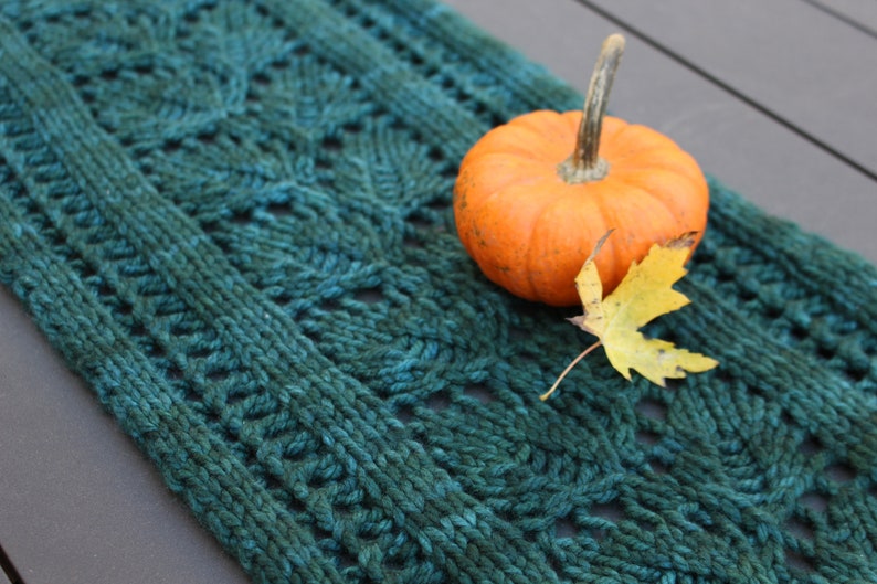 Autumn Setting Knit Table Runner Pattern PDF Download image 1
