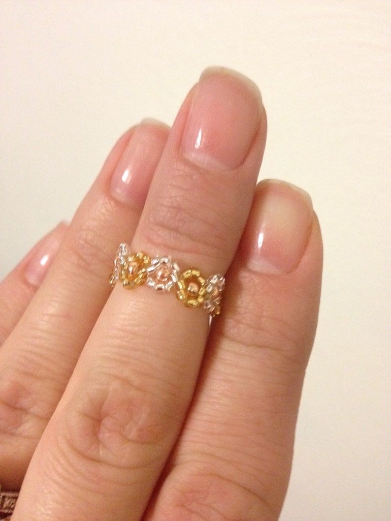 Flower toe ring beaded toe ring stretch ring glass bead Etsy