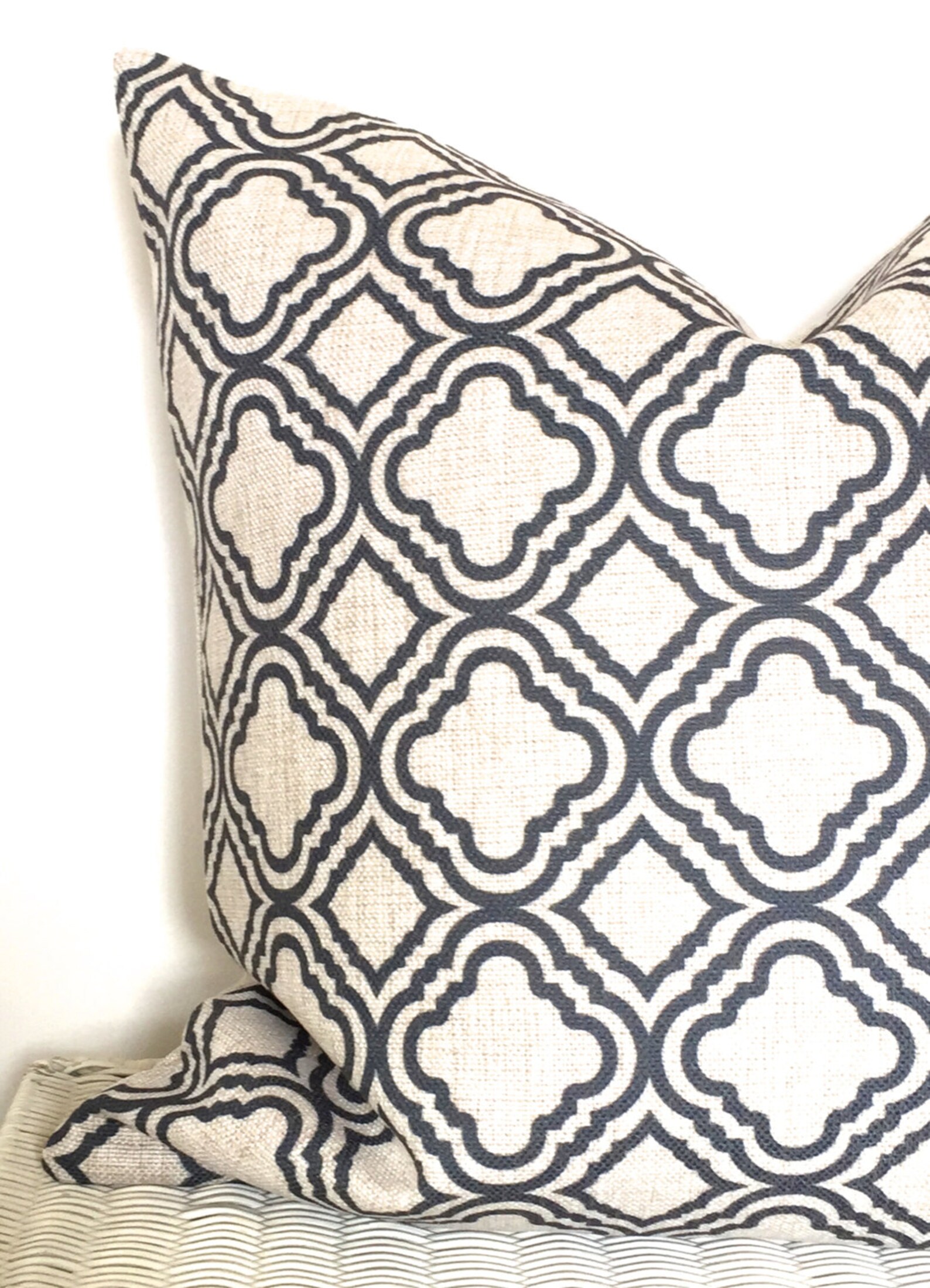 Dark Grey Cushion Skandi Cushion Morcoccan Print Cushion Etsy