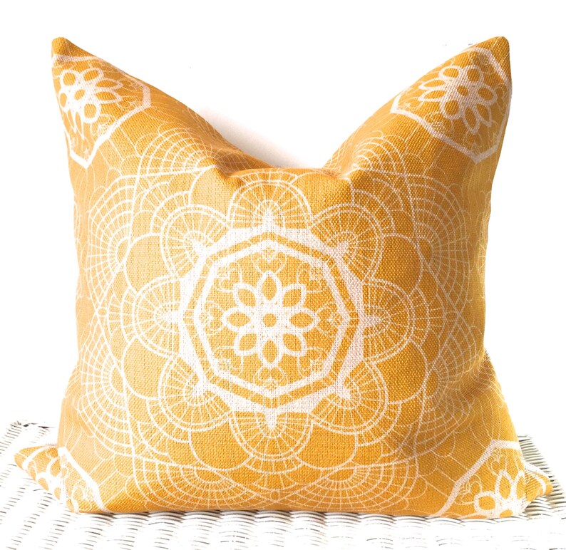 Yellow Mandala Cushion Yellow Boho Cushion Bohemian Cushion Etsy UK