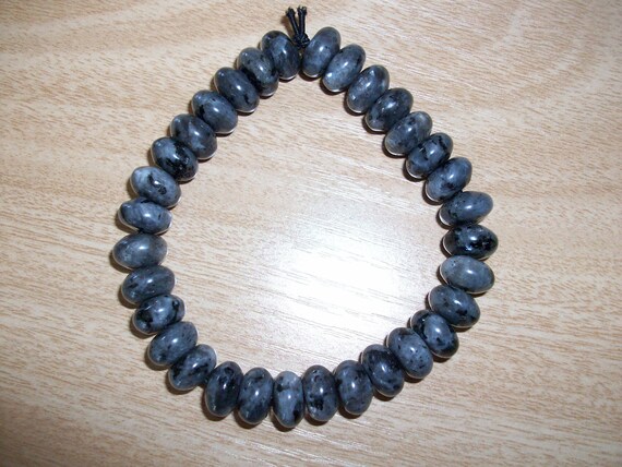 Blue Pearl Moonstone Larvikite 10mm Oval Bead Gemstone Stretch Bracelet