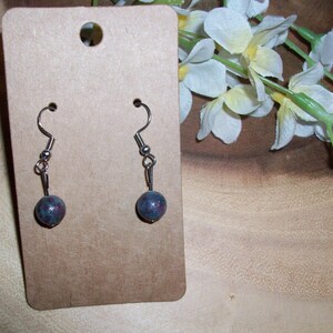 Ruby in Blue Kyanite Stainless Steel Single Bead 8mm Gemstone Hook Earrings
