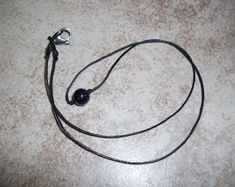 Blue Goldstone 8mm Single Bead Choker Style Necklace (17 1/2 Inches)