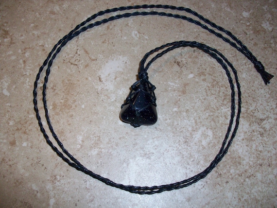 Blue Goldstone Braided Necklace