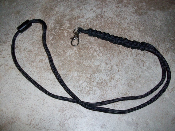 Black Paracord Snake Knot Lanyard With Safety Breakaway Clasp