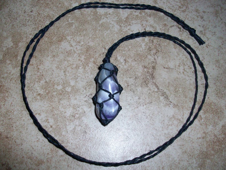 Chevron Amethyst Braided Necklace